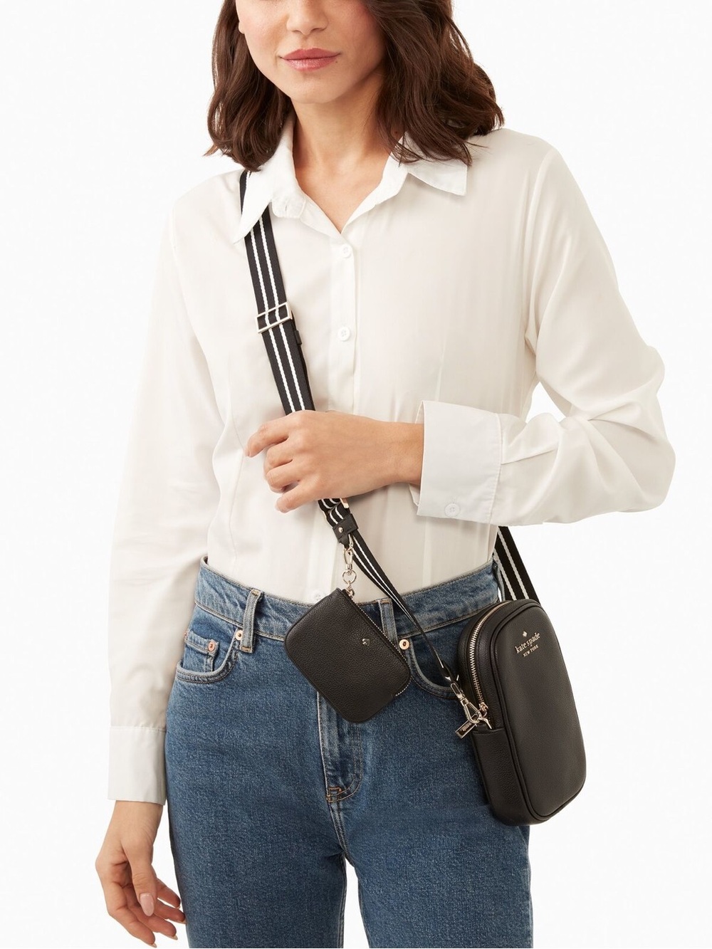 Kate Spade Rosie North South Leather Crossbody Phone Bag, Black, Like New